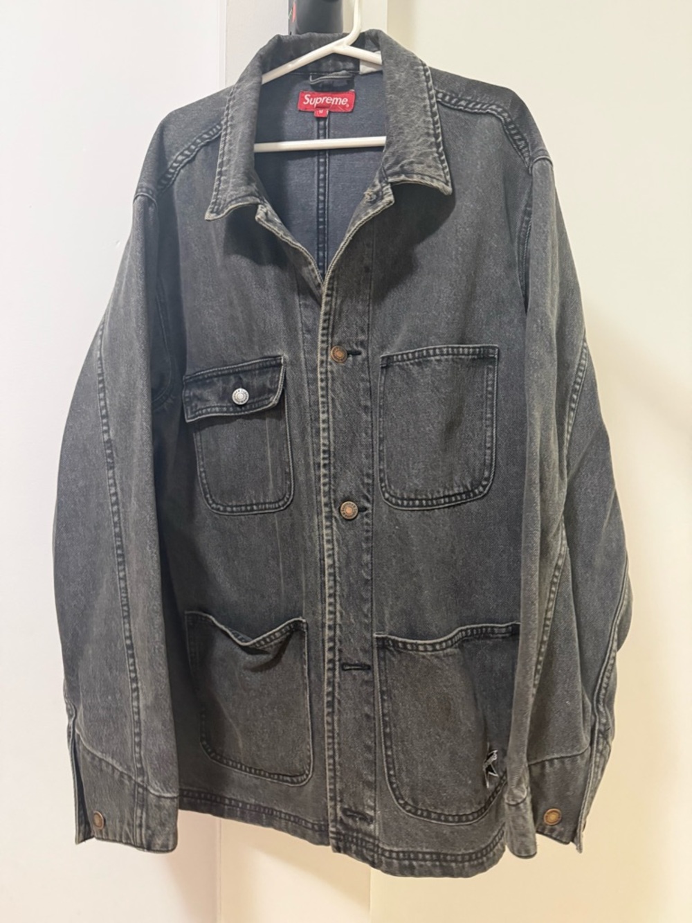 Supreme Black Washed Denim Chore Jacket